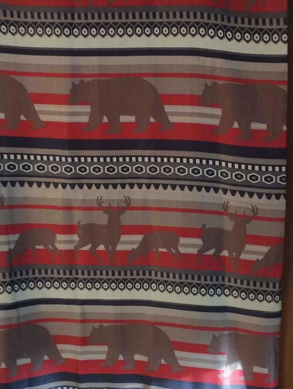 Cabin Theme Shower Curtain And Bath Towel